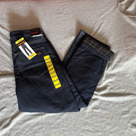 Realtree Blue Relaxed Fit Flannel Lined Jeans - Picture 1 of 4